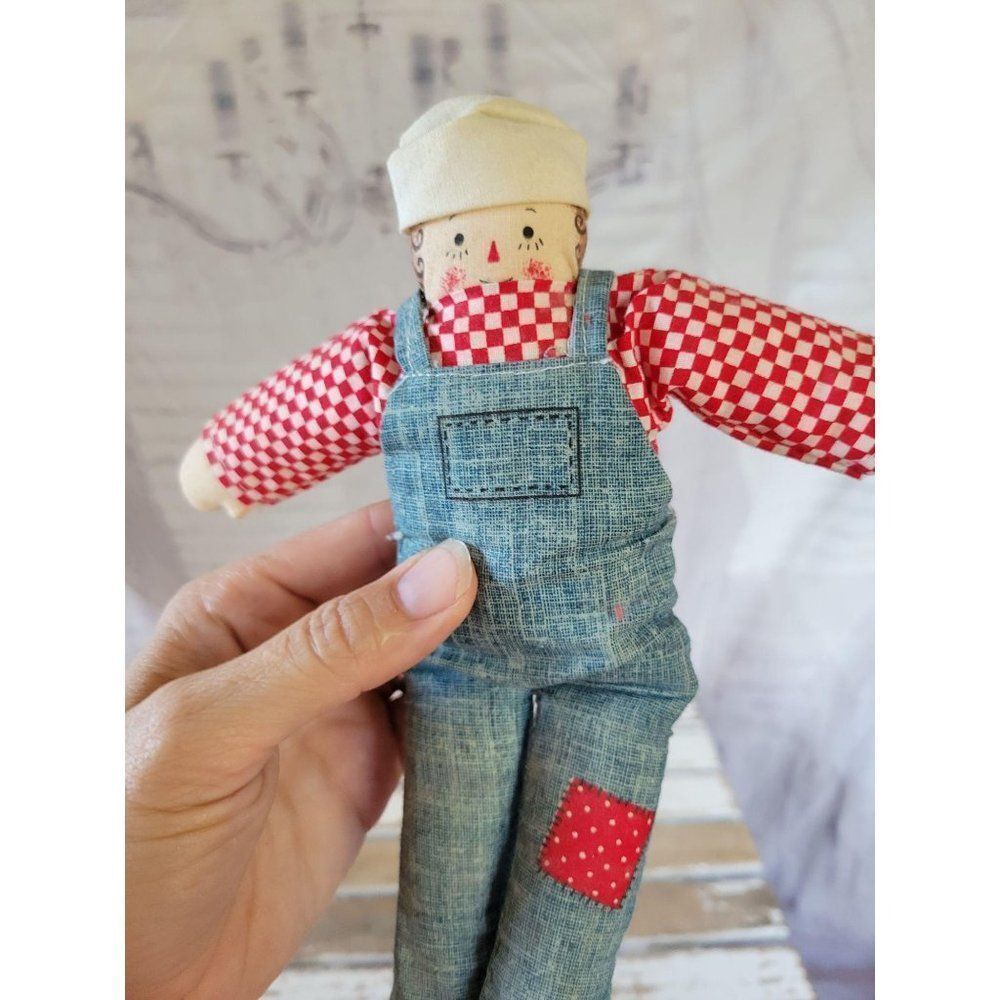 Farmer homemade raggedy Andy plush stuffed doll de